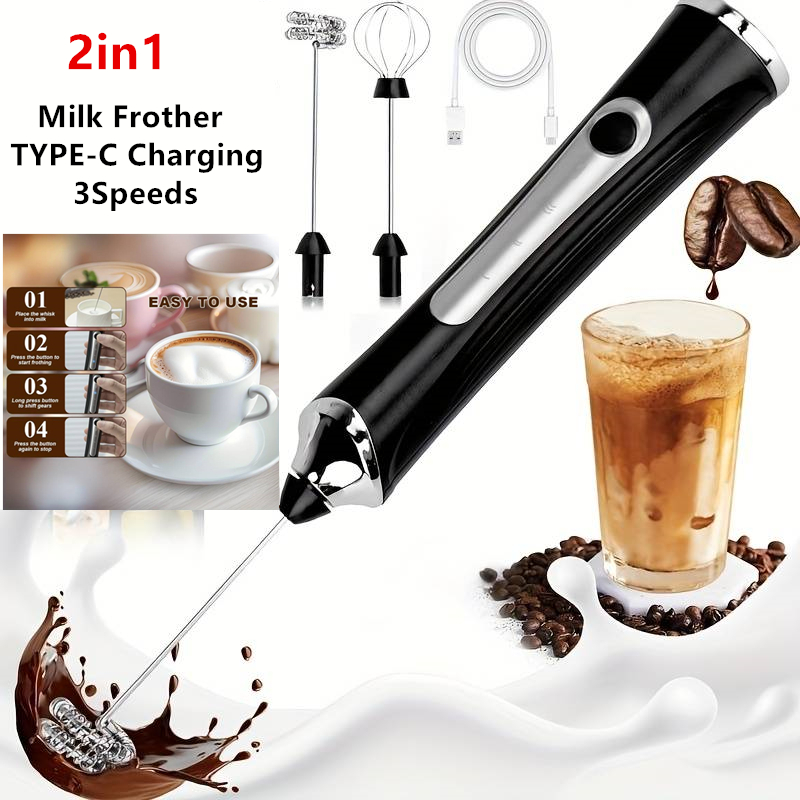 Electric Milk Frother Handheld - Espumador de leche eléctrico inalámbrico y