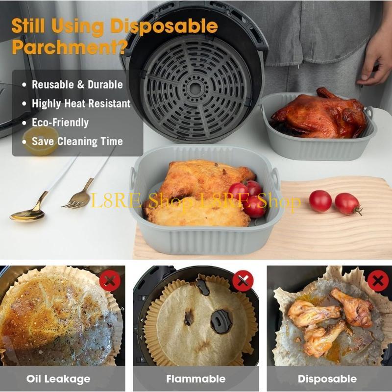 L8re paquete 2 revestimientos  - Air Fryer Silicone Pot Liner reseña y precio